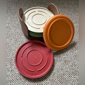 Set of Colorful Round Coasters - Red & Orange